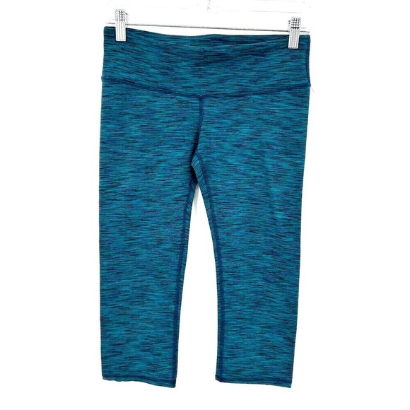 ALO Yoga Teal Green Space Dye Cropped Workout Atheletic Leggings Size Small - Picture 1 of 4